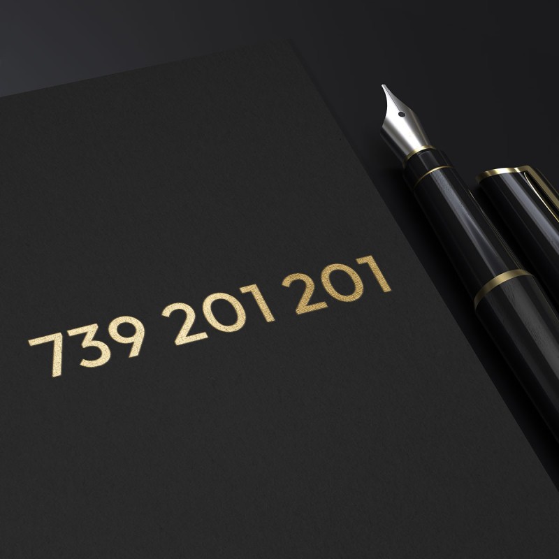 Złoty numer telefonu na wizytówkę i do reklamy 739 201 201