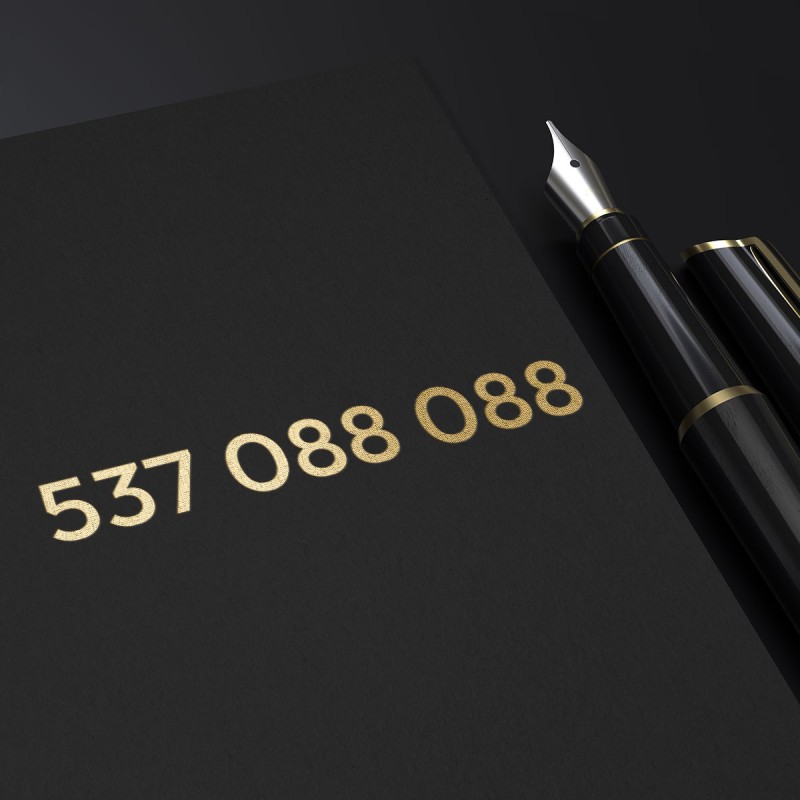 Złoty numer telefonu PLAY na kartę dla firmy 537 088 088